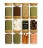 Spice Jars with Airtight Bamboo Lid [Round, Pack Of 12, 320ml]